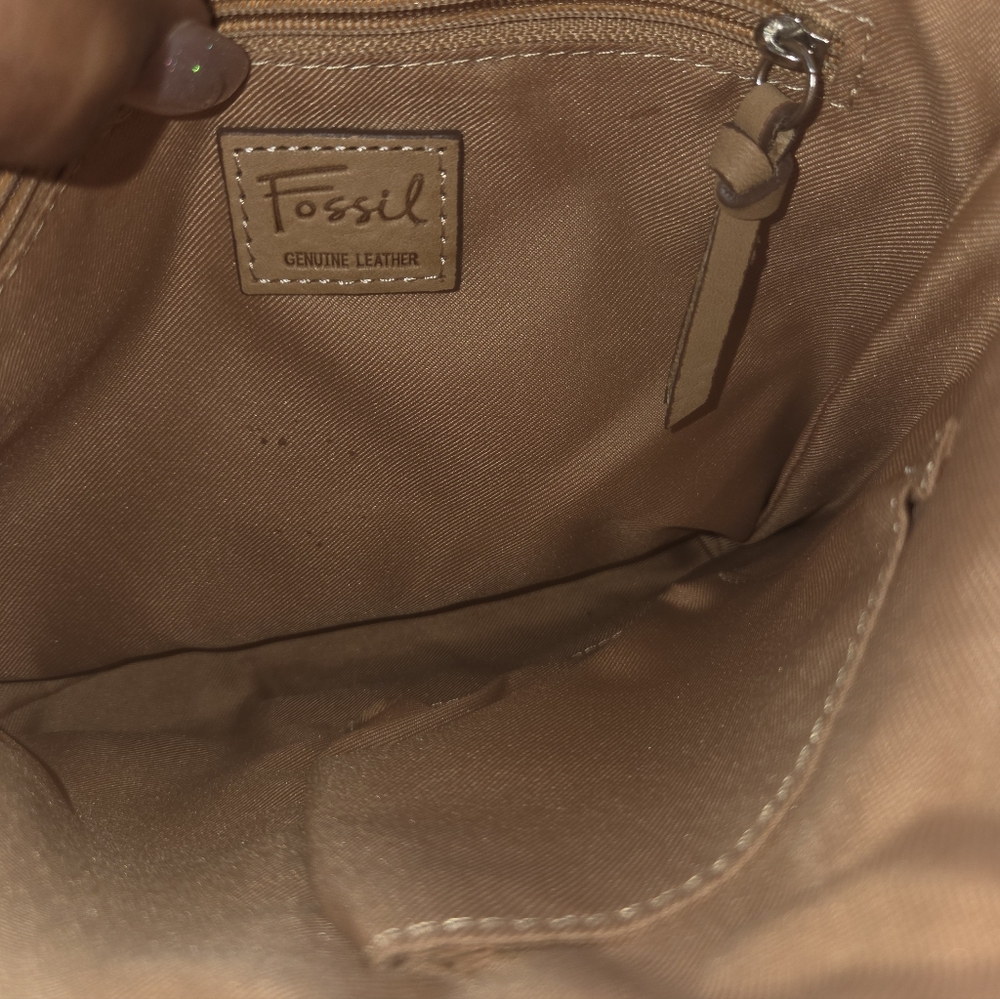 Fossil Striped Neutral Leather Patchwork Crossbod… - image 3